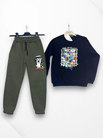 3 İplik Garson Eşofman Takımı Turuncu Siyah Kombin 2