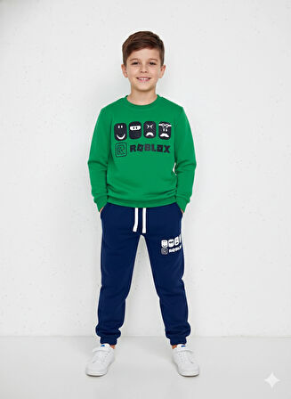 3 İplik Garson Eşofman Takımı Yeşil Lacivert Kombin 3