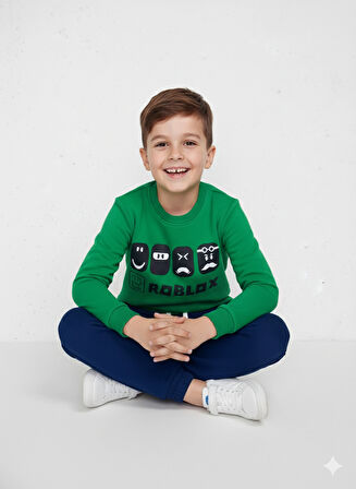 3 İplik Garson Eşofman Takımı Yeşil Lacivert Kombin 3