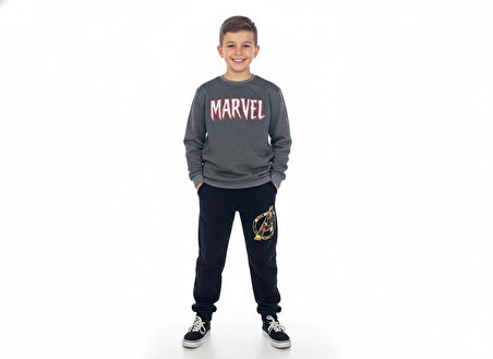 2 İplik  Çocuk Eşofman Takımı Füme Siyah Kombin