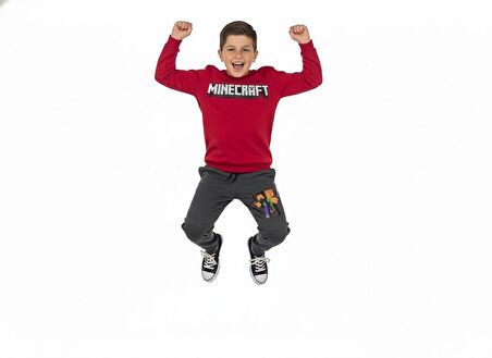 2 İplik  Çocuk Eşofman Takımı Kırmızı Füme Kombin