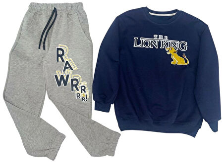 2 İplik  Çocuk Eşofman Takımı Lacivert Gri Kombin