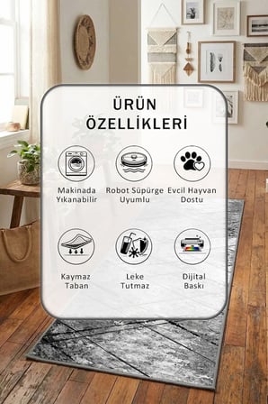 Ehl-54 Salon Mutfak Yatak Odası Dijital Baskı Yolluk Halı