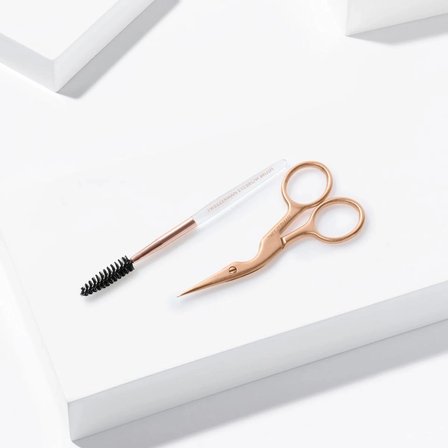 Tweezerman Brow Scissors & Brush Rose Gold - Rose Gold Kaş Makası ve Fırçası