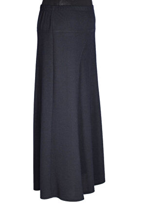 Hesna Kadın Seher Kışlık Büyük Beden Taşlı Astarsız Latikli Lacivert Etek