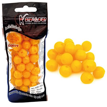 EFFE Silikon Boncuk Yem Mısır Aromalı 1.3cm Suni Sazan Yemi 20'li