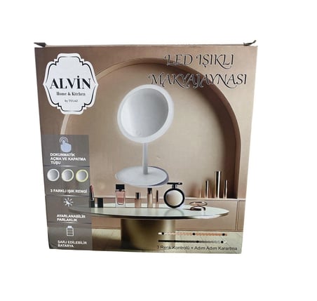 30 cm Şarjlı Işıklı Makyaj Aynası Pembe 5525