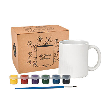 Kupa Bardak Boyama Seti – Kendin Tasarla Hediye Kutulu Seramik Kupa ve Boya Seti