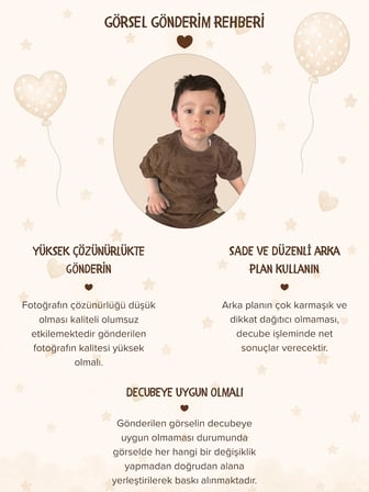 Pamuğum Atelier Kişiye Özel Fotoğraflı Sevimli Ayıcık Tasarım Kartlı Misafirleriniz İçin Doğum Günü Hediyeliği (50 Adet)