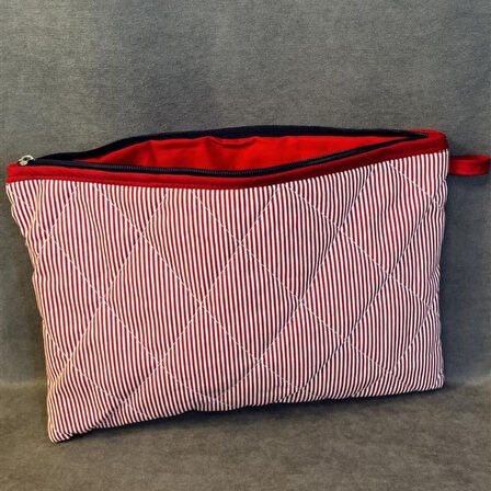 Uretti - Ege 7366 El Yapımı Çizgili Model Clutch / Portföy Çanta - 21cm x 29cm