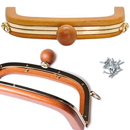 Ahşap Mıknatıslı Çanta Bursu İçi Metal ALT250 Kahve