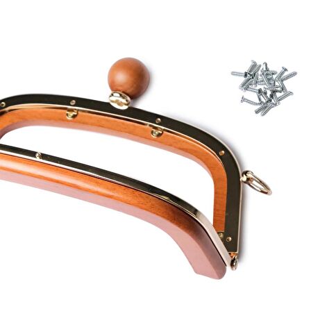 Ahşap Mıknatıslı Çanta Bursu İçi Metal ALT250 Kahve