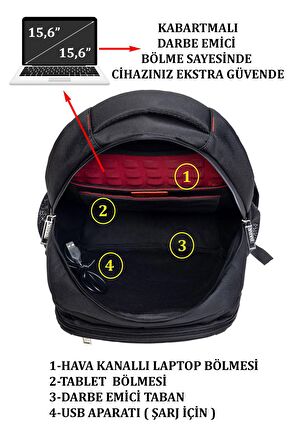 Case Club Laptop Sırt Çantası Macbook Air Mocbook Pro Uyumlu 14"inç- 15,6"inç-16 "inç Su Geçirmez Kumaş