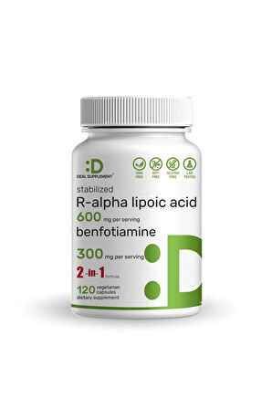 R Alpha Lipoic Acid 600mg with Benfotiamine 300mg Per Serving, 120 Veggie Capsules