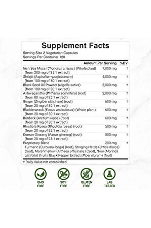 Irish Sea Moss 7,000mg Per Serving, 240 Veggie Capsules