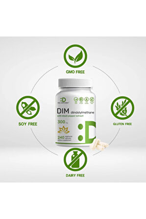 DIM with Black Pepper Extract 300mg, 240 Kapsül USA Menşei- dmmedicine'den