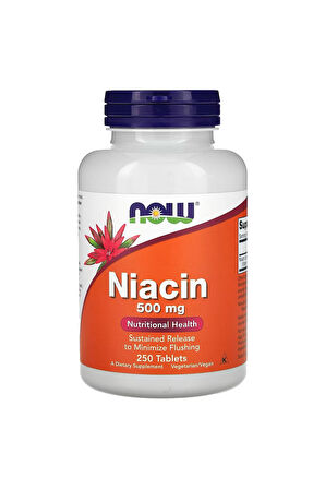  Niacin, 500 mg, 250 Tablet.usa menşei.dmmedicine'den