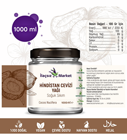Hindistan Cevizi Yağı / 1000 ml. (Organik)