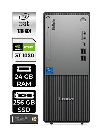 Lenovo ThinkCentre Neo 50T G5 i7 13700 24GB 256GB SSD GT1030/4GB FDOS Masaüstü Bilgisayar &PER4 USB