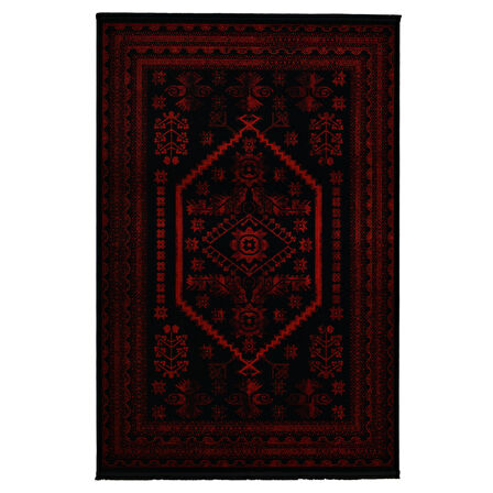 Yağcıbedir Afgan Türkmen Otantik Desenli Dokuma Bordo Oturma Odası Salon Mutfak Halısı 3671H_ZS47