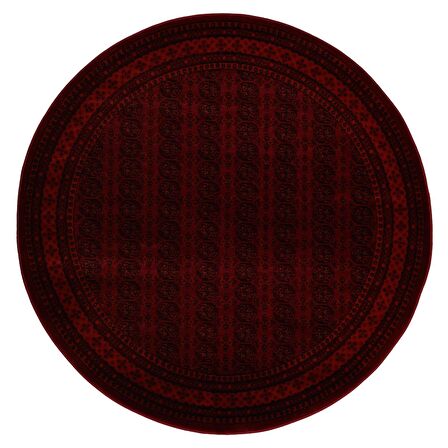 Afgan Türkmen Otantik Desenli Dokuma Bordo Yuvarlak Oturma Odası Salon Mutfak Halısı 9581B