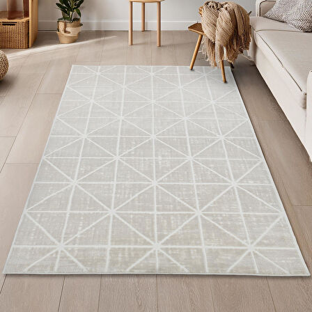 Latte Krem Yumuşak Peluş Dokuma Halı Yolluk Çocuk Odası Oturma Odası Salon Mutfak Halısı Y498A_WR26