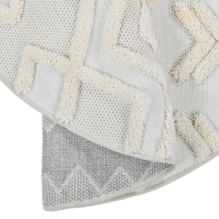 Madu Yumuşak Peluş Post Shaggy Yuvarlak Krem Halı – Çocuk Odası, Oturma Odası, Salon, Mutfak ve Antre Halısı 1184O_RO66