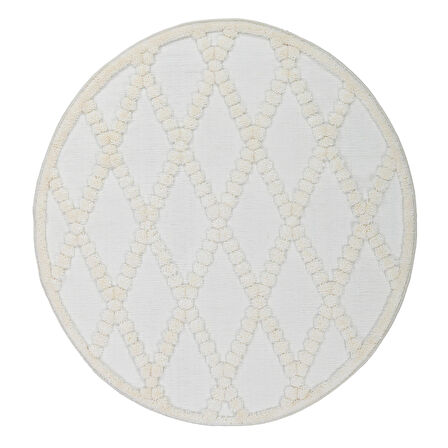 Madu Yumuşak Peluş Post Shaggy Yuvarlak Krem Halı – Çocuk Odası, Oturma Odası, Salon, Mutfak ve Antre Halısı 1150O_RO66