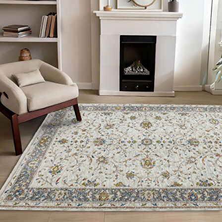 Motto Vintage Modern Dokuma Halı Oturma Odası Salon Halısı Y961D_WV15