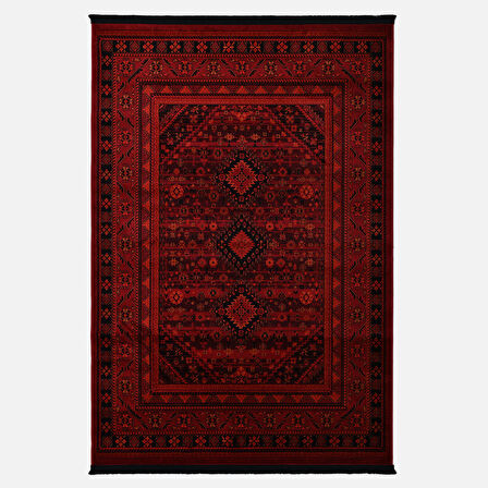 Afgan Türkmen Otantik Desenli Dokuma Kırmızı Oturma Odası Salon Mutfak Halısı Yolluk X380A 