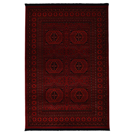 Afgan Türkmen Otantik Desenli Dokuma Kırmızı Oturma Odası Salon Mutfak Halısı Yolluk 0023A 