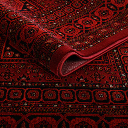 Afgan Türkmen Otantik Desenli Dokuma Kırmızı Oturma Odası Salon Mutfak Halısı Yolluk 0023A 