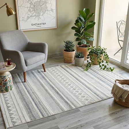 Nature Pamuk 30° Yıkanabilir Halı Modern Kilim Oturma Odası Salon Mutfak Balkon Yolluk Halısı C102A