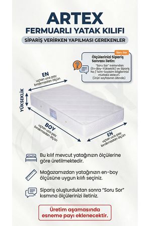 Artex Kılıf Nano 80x180  Yatak Kılıfı Koruyucusu Yatak Örtüsü Fermuarlı Kılıf Kapitone