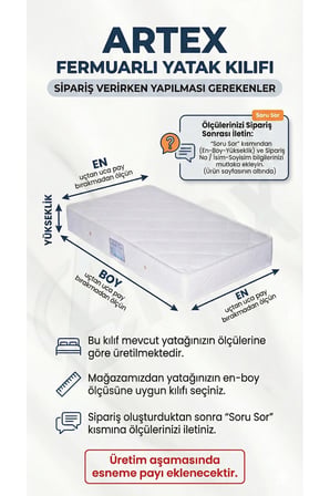 Artex Kılıf Aloe 160x200 Yatak Kılıfı Koruyucusu Yatak Örtüsü Fermuarlı Kılıf Kapitone