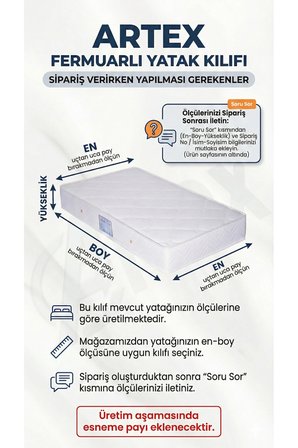 Artex Fermuarlı Yatak Kılıfı 160x200 Koruyucusu Fermuarlı Kılıf Yatağa Özel Üretim Kapitone Çift Kişilik