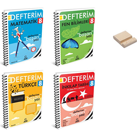 Lgs 8. Sınıf Defterim Matematik Fen Türkçe ve Inkılap 4lü Set + Telefon Standı