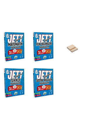 6. Sınıf JETT Matematik Fen Bilimleri Türkçe ve Sosyal Bilgiler Fasikülleri 4lü Set ayraç hediyeli