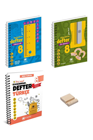 LGS 8. Sınıf Matematik Fen Bilimleri ve Türkçe Kazandıran Defter 3lü Set