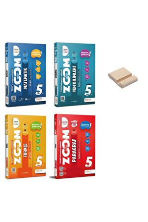 5. Sınıf Zoom Matematik Fen Türkçe ve Paragraf Soru Bankası 4lü Set + Telefon Standı