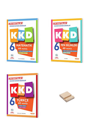 6. Sınıf Matematik Türkçe ve Fen 3lü Set Haftalık Kazanım Denemeleri + Telefon Standı