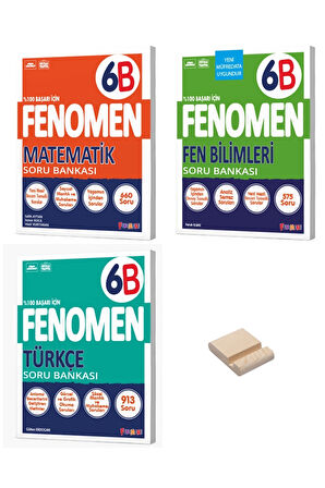 6. Sınıf B Serisi Matematik Fen ve Türkçe 3lü Soru Bankası + Telefon Standı
