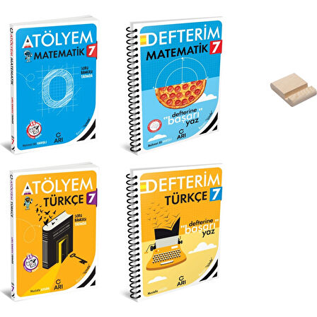 7. Sınıf Matematik ve Türkçe Atölyem ve Defterim 4lü Set + Telefon Standı
