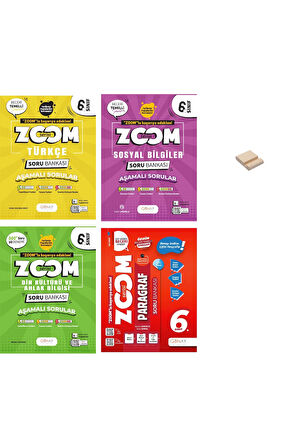 6. Sınıf Zoom Türkçe Sosyal Din ve Paragraf Soru Bankası 4lü Set + Telefon Standı