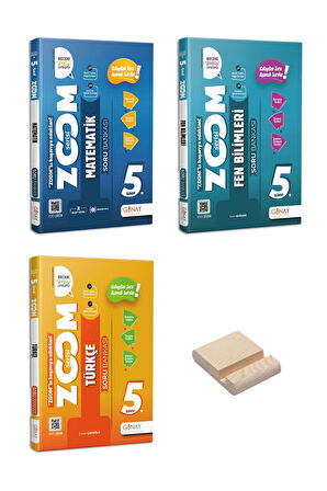 5. Sınıf Zoom Matematik Fen Bilimleri ve Türkçe Soru Bankası 3lü Set + Telefon Standı