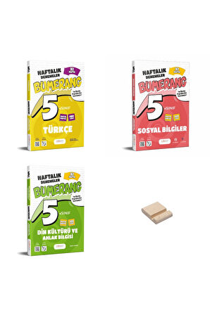 5. Sınıf Bumerang Türkçe Sosyal ve Din Haftalık Denemeleri 3lü Set + Telefon Standı