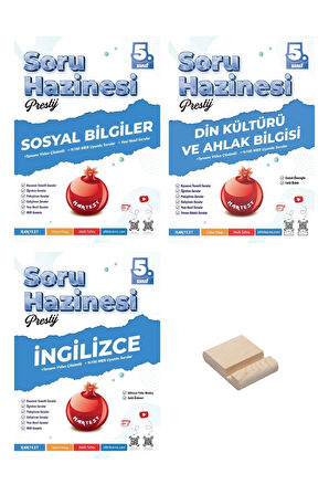 5. Sınıf Prestij Sosyal Din ve İngilizce Soru Hazinesi 3lü Set + Telefon Tutucu