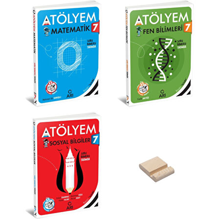 7. Sınıf Atölyem Matematik Fen Bilimleri ve Sosyal Bilgiler Soru Bankası 3lü Set + Telefon Standı
