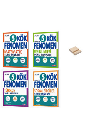 5. Sınıf KÖK Matematik Fen Türkçe ve Sosyal Soru Bankası 4lü Set + Telefon Standı