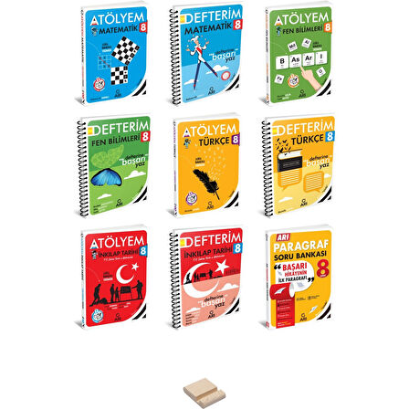 Lgs 8. Sınıf Matematik Fen Türkçe Inkılap ve Paragraf Atölyem - Defterim 9lu Set + Telefon Standı